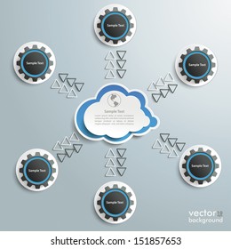 Infographic with cloud computing on the grey background. Eps 10 vector file.