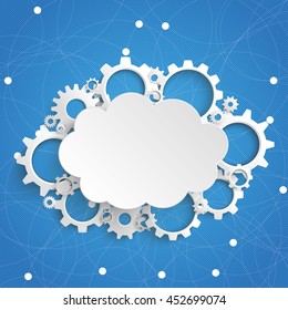 Infographic with cloud and gears on the blue background. Eps 10 vector file.