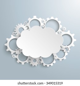 Infographic with cloud and gears on the gray background. Eps 10 vector file.