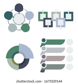Colección infográfica.Visualización de datos empresariales. Diagrama de proceso. Elementos gráficos de gráfico de gráfico. sin textos. Diseño. Gráficos. Ilustración. Gráficos empresariales. Gráficos Pie y Comparación. Informe de presupuesto