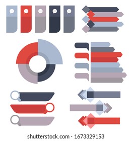 Infographic collection. Business data visualization. Process diagram. Chart graphic elements. without texts. Design. Graphics. Illustration. Business charts. Pie and Comparison Charts. Budget Report