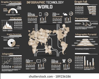 INFOGRAPHIC COLLECTION ELEMENT TECHNOLOGY WORLD BROWN