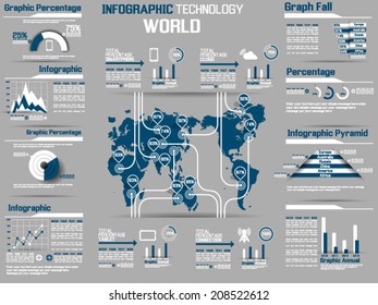 INFOGRAPHIC COLLECTION ELEMENT TECHNOLOGY WORLD BLUE