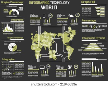 INFOGRAPHIC COLLECTION ELEMENT TECHNOLOGY WORLD YELLOW