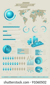 Infographic collection with labels and graphic elements. Vector illustration.