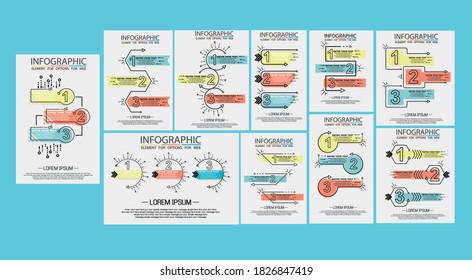 Infographic collection of three simple style options multicolor