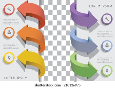 Infographic color arrows with icons vector illustration