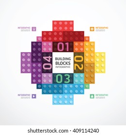 Infographic Color Building Blocks Banner Template. Concept Vector Illustration
