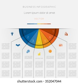 Infographic color semicircle for template with text areas on seven positions
