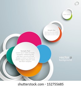 Infographic with colored circles on the grey background. Eps 10 vector file.