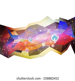 Infographic with colored circles, triangle design background vector. 
