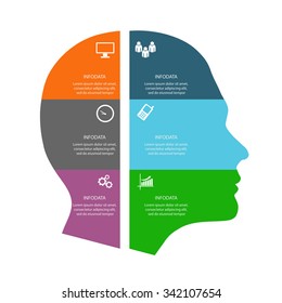 Infographic with colored head on the white background eps 10 vector file