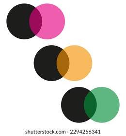 Infographie avec cercles croisés de couleur. Elément de conception. Illustration vectorielle.