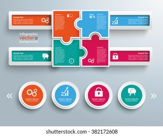 Infografik mit farbigen Puzzleteilen auf grauem Hintergrund. Eps10 Vektordatei.