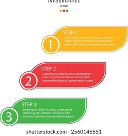 Infographic colorful 3 point banner text columns vector illustration