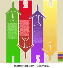 Infographic of Colorful Airplanes with Colorful Background, Vector Illustraton EPS 10.