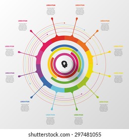 Infographic. Colorful circle with text. Vector