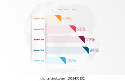 Infographic colorful design data bar, graph for use in business plan on grey background.