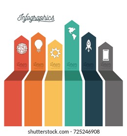 infographic with colorful labels icons with different sizes vector illustration