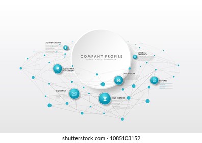 Infographic colorful milestones time line vector template with icons.