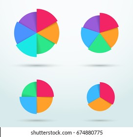 Infographic Colorful Pie Chart Segment Circles Set