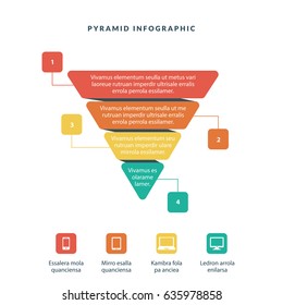 Infographic Colorful Pyramid Inverted With 4 Floors And Icons