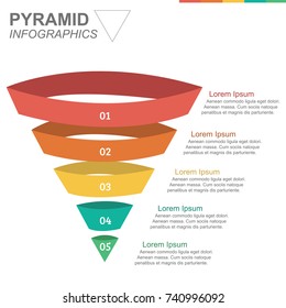 Infographic Colorful Pyramid Inverted With 5 Floors And Icons