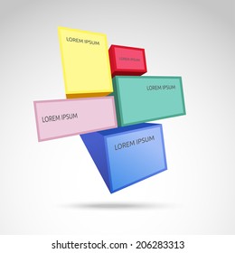 Infographic colorful square vector design on the gray background
