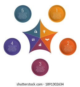 Infographic. Colorful template. 5 positions