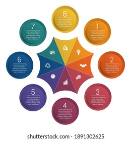 Infographic. Colorful template.  8 positions