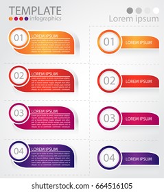 Infographic colorful template step  by step, four steps with colorful circles. Infographics element. Flat design can be used for workflow layout, banner, web design, diagram.