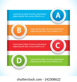 Infographic of Coloured Banners and White Buttons on a white Background