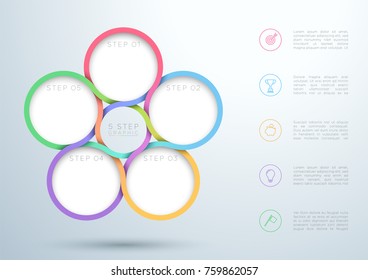 Infographic Colourful 5 Step Interweaving Circle Diagram