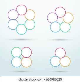 Infographic Colourful Outlined Circle Segments Set
