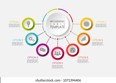 Infographic - colourful template with business icons. Vector.