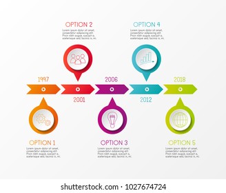 Infographic - company timeline concept with business icons. Vector.