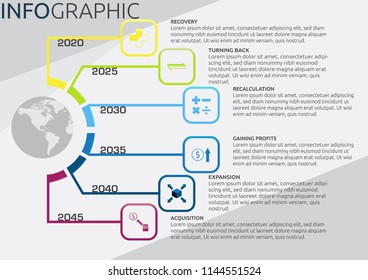 Infographic Of Company's Future Plans In Timeline Of 6 Categories/Sections Mark II Version