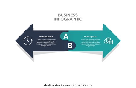 Infographic comparing time and financial. Business presentation, Risk, Balance, Report and Planning. Vector illustration.