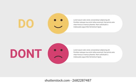 Infographic comparison of do's and don'ts with smiley icons