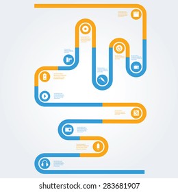 Infographic composition with multimedia icons.