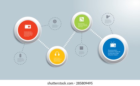 Infographic composition with multimedia icons.
