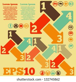 infographic concept with arrows, retro style