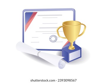 Concepto infográfico de certificado de victoria para estudiantes escolares