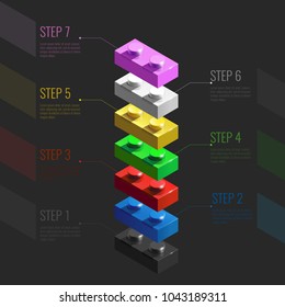 Infographic Concept From Colorful 3d Lego Building Blocks. Lego Bricks. 3d Infographic Stairs