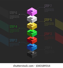 Infographic Concept From Colorful 3d Lego Building Blocks. Lego Bricks. 3d Infographic Stairs