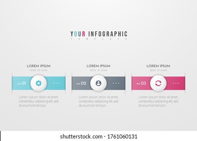 Infographic concept design with 3 options, steps or processes. Can be used for workflow layout, annual report, flow charts, diagram, presentations, web sites, banners, printed materials.
