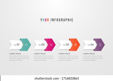 Infographic concept design with 4 options, steps or processes. Can be used for workflow layout, annual report, flow charts, diagram, presentations, web sites, banners, printed materials.