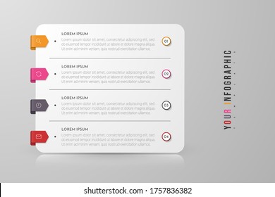 Infographic concept design with 4 options, steps or processes. Can be used for workflow layout, annual report, flow charts, diagram, presentations, web sites, banners, printed materials.