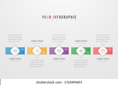 Infographic concept design with 5 options, steps or processes. Can be used for workflow layout, annual report, flow charts, diagram, presentations, web sites, banners, printed materials.