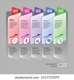 Design-Vorlage für Infografik-Konzepte mit einem Papierstil, der sich dahinter einpendelt.
